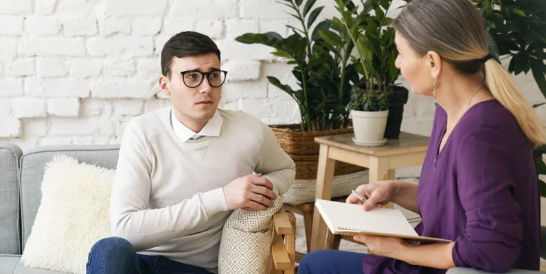 mental health professional helping patient
